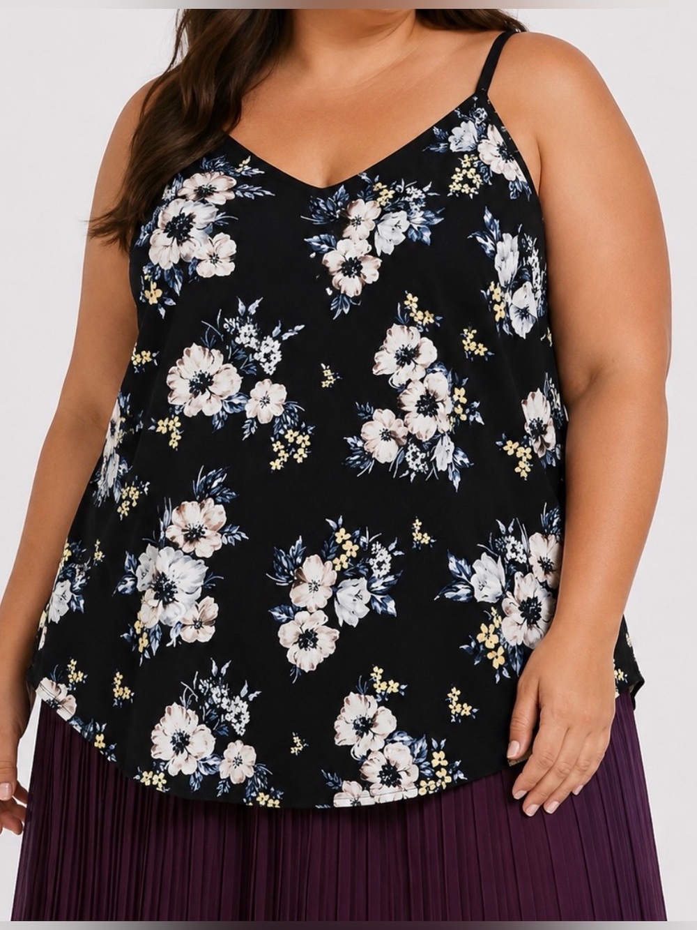 Torrid 5X Floral Stretch Challis Cami Black